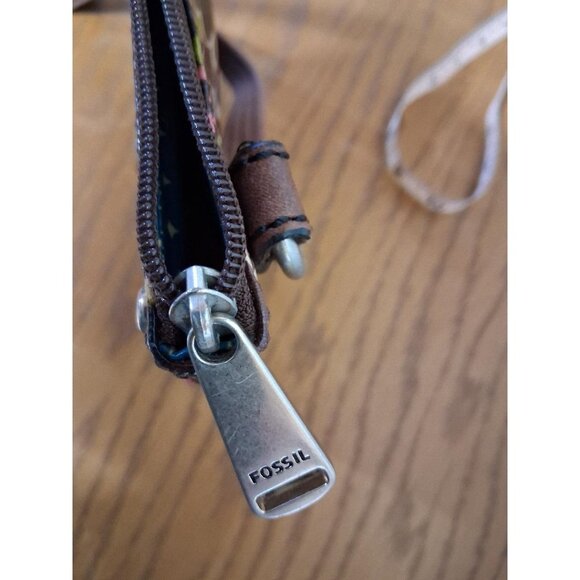 Fossil Key-Per Small Brown Floral Crossbody Bag With Adjustable Strap & Zip Clos - Picture 6 of 7